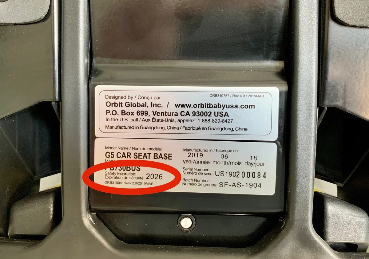 car seat date of manufacture label