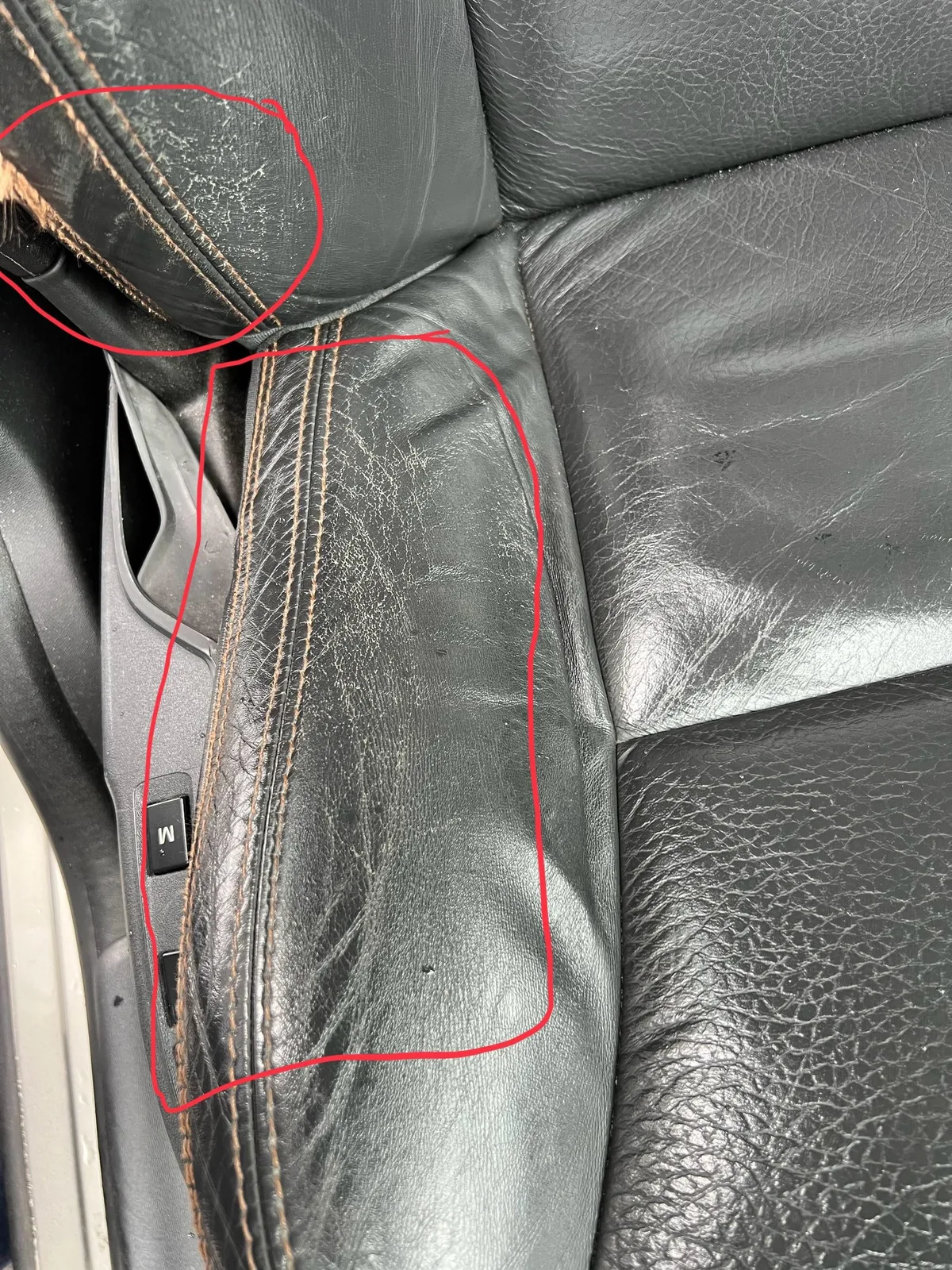leather seat tear on bolster